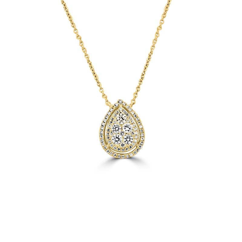 Invisible Pear - shape Diamond Double Halo Pendant (medium) - ZIZOV DIAMONDS
