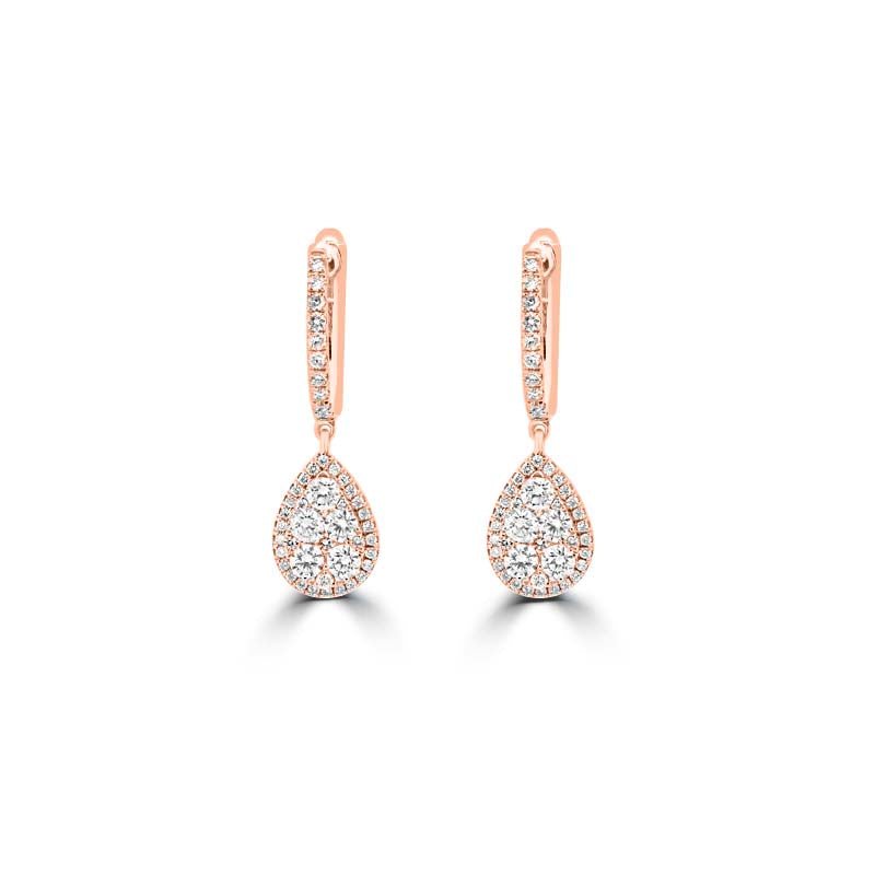 Invisible Pear - shape Halo Dangling Earrings - ZIZOV DIAMONDS