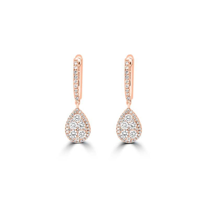 Invisible Pear - shape Halo Dangling Earrings - ZIZOV DIAMONDS