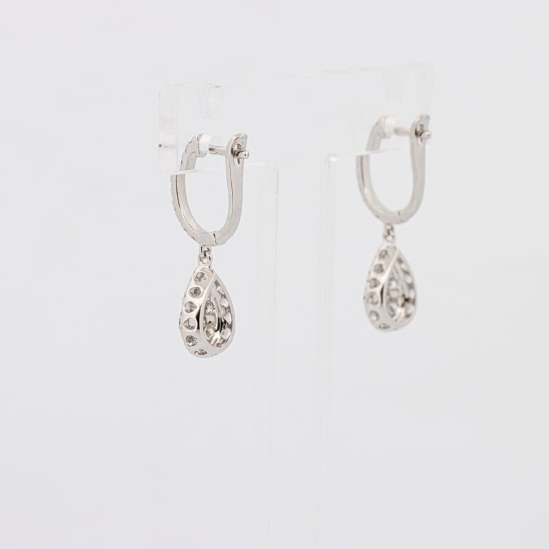 Invisible Pear - shape Halo Dangling Earrings - ZIZOV DIAMONDS