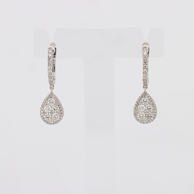 Invisible Pear - shape Halo Dangling Earrings - ZIZOV DIAMONDS