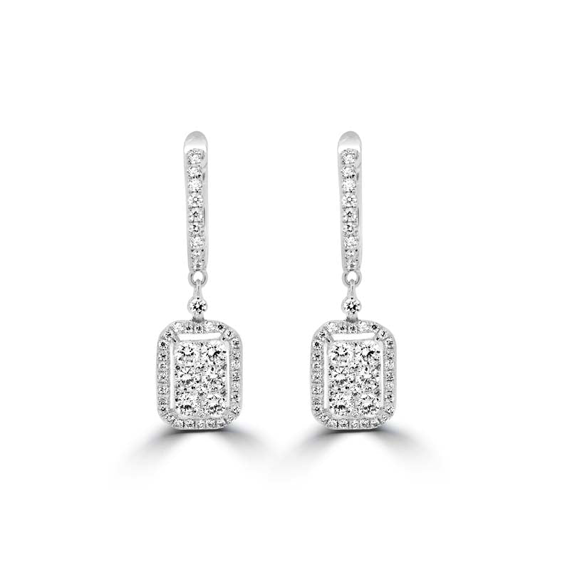 Invisible Rectangular Dangling Earrings - ZIZOV DIAMONDS