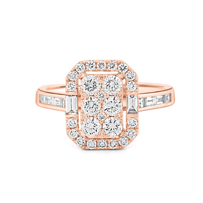 Invisible Rectangular Diamond Ring with Baguettes - ZIZOV DIAMONDS