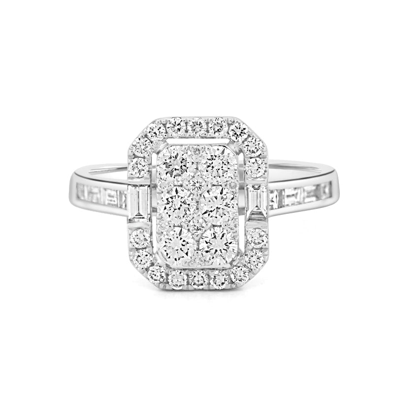 Invisible Rectangular Diamond Ring with Baguettes - ZIZOV DIAMONDS