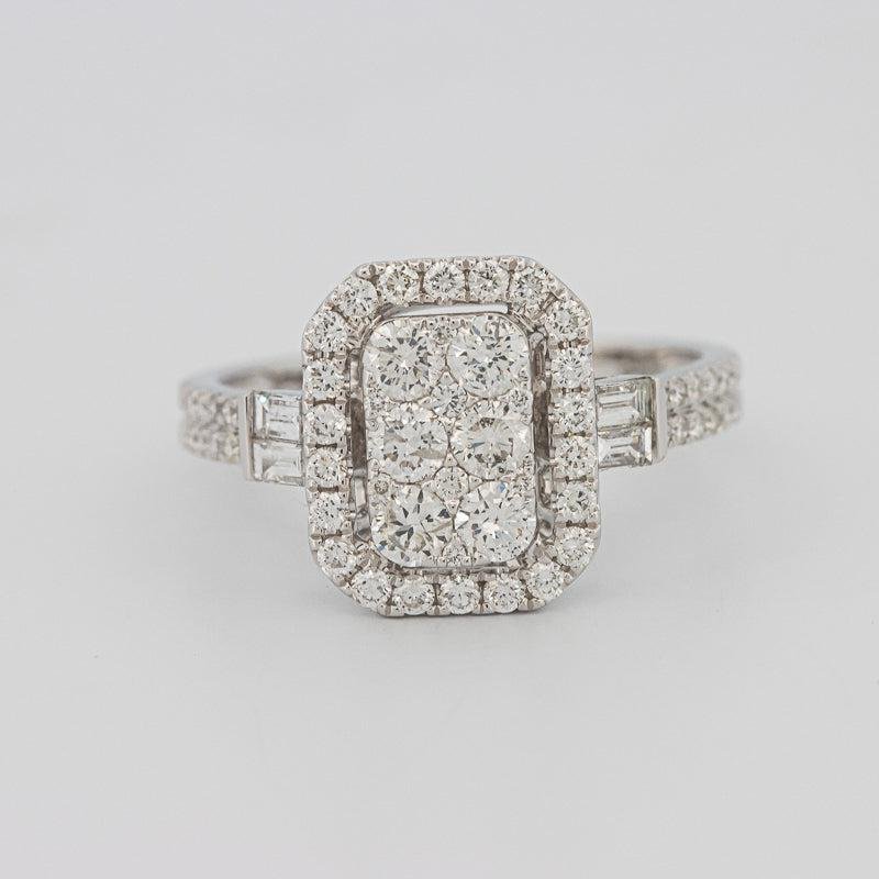 Invisible rectangular diamond ring with small baguettes - ZIZOV DIAMONDS