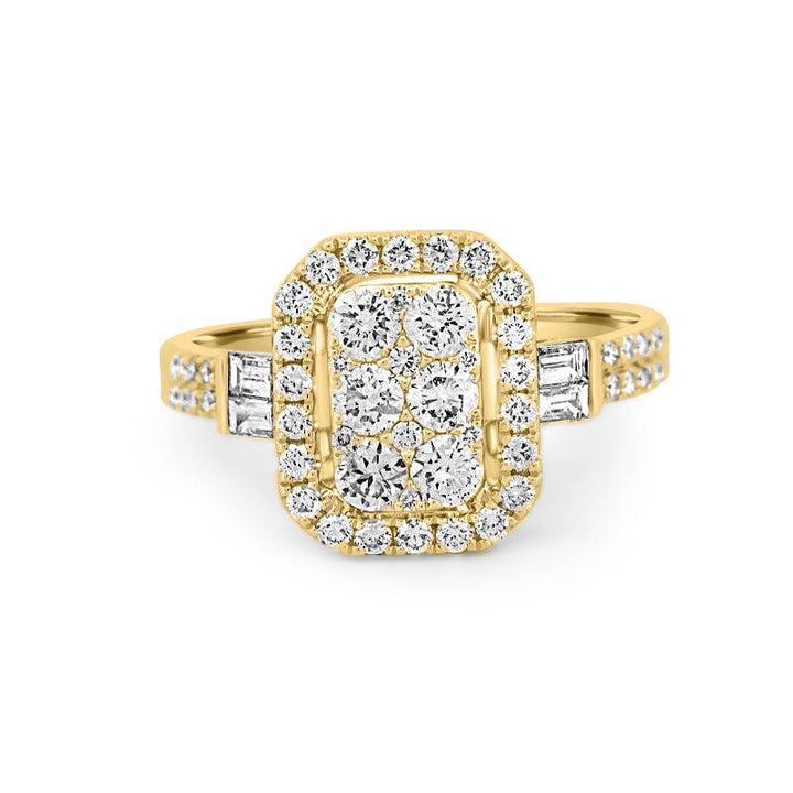 Invisible rectangular diamond ring with small baguettes - ZIZOV DIAMONDS