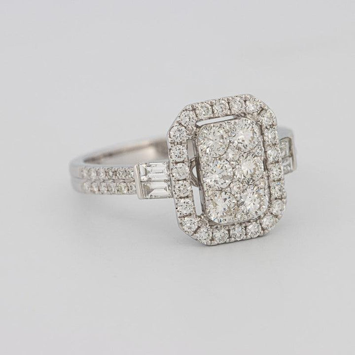 Invisible rectangular diamond ring with small baguettes - ZIZOV DIAMONDS