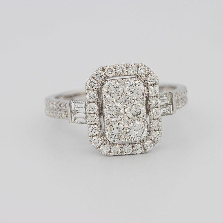 Invisible rectangular diamond ring with small baguettes - ZIZOV DIAMONDS