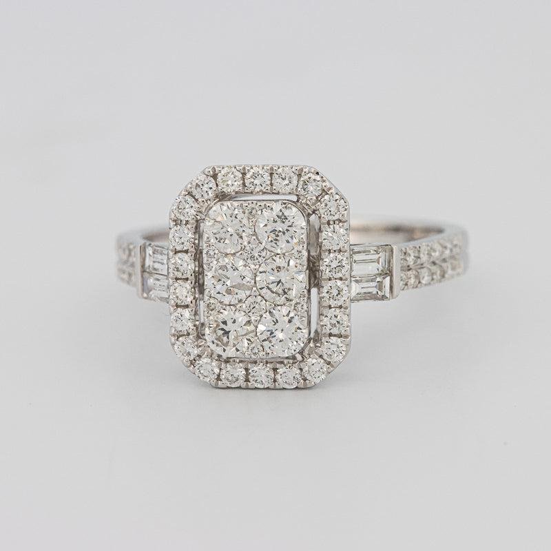 Invisible rectangular diamond ring with small baguettes - ZIZOV DIAMONDS