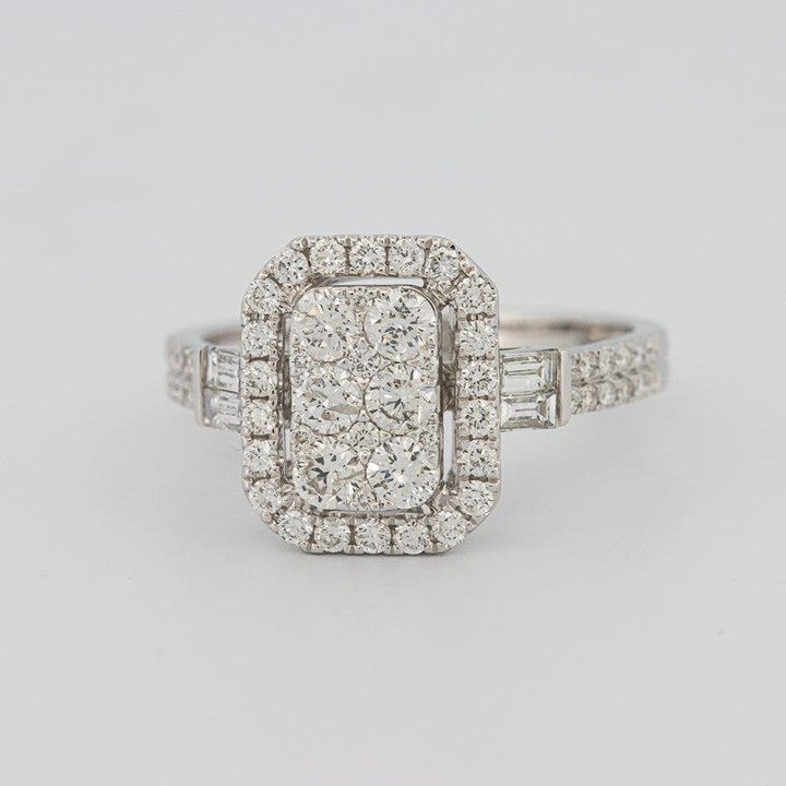 Invisible rectangular diamond ring with small baguettes - ZIZOV DIAMONDS
