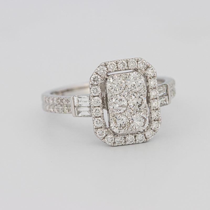 Invisible rectangular diamond ring with small baguettes - ZIZOV DIAMONDS