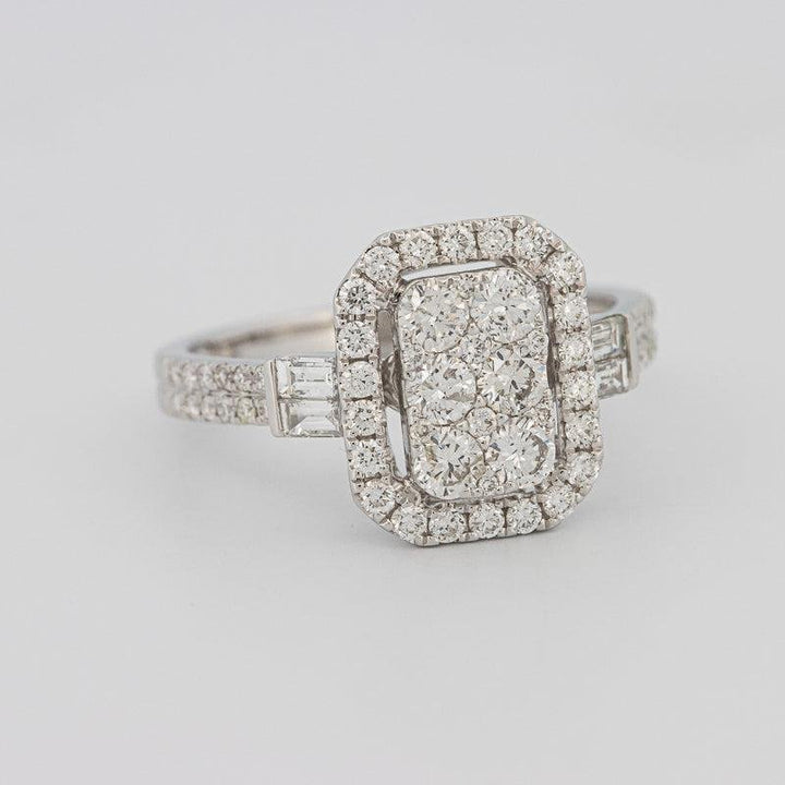 Invisible rectangular diamond ring with small baguettes - ZIZOV DIAMONDS