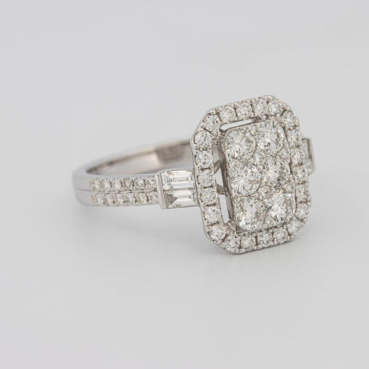 Invisible rectangular diamond ring with small baguettes - ZIZOV DIAMONDS