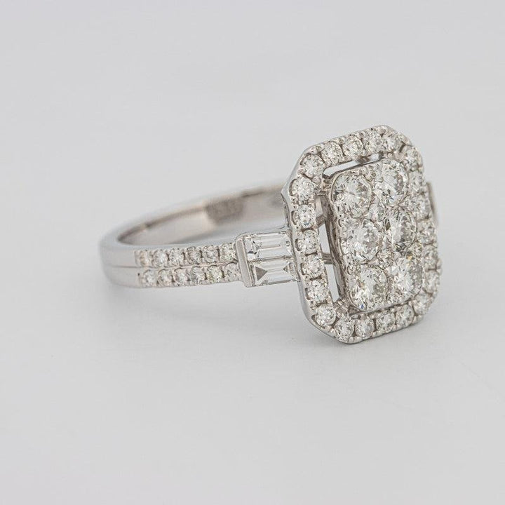 Invisible rectangular diamond ring with small baguettes - ZIZOV DIAMONDS