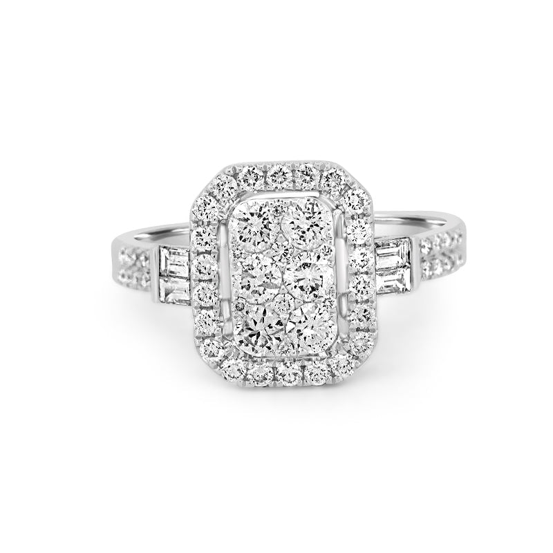 Invisible rectangular diamond ring with small baguettes - ZIZOV DIAMONDS