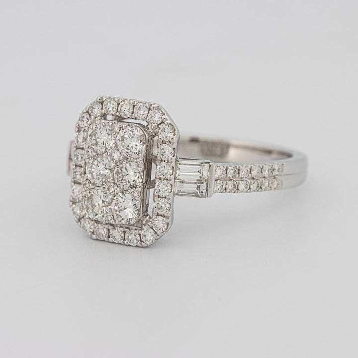 Invisible rectangular diamond ring with small baguettes - ZIZOV DIAMONDS