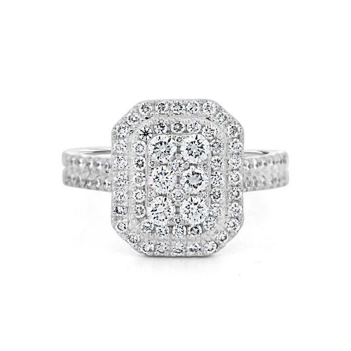 Invisible Rectangular Double Halo Diamond Ring - ZIZOV DIAMONDS