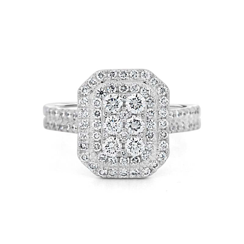 Invisible Rectangular Double Halo Diamond Ring - ZIZOV DIAMONDS