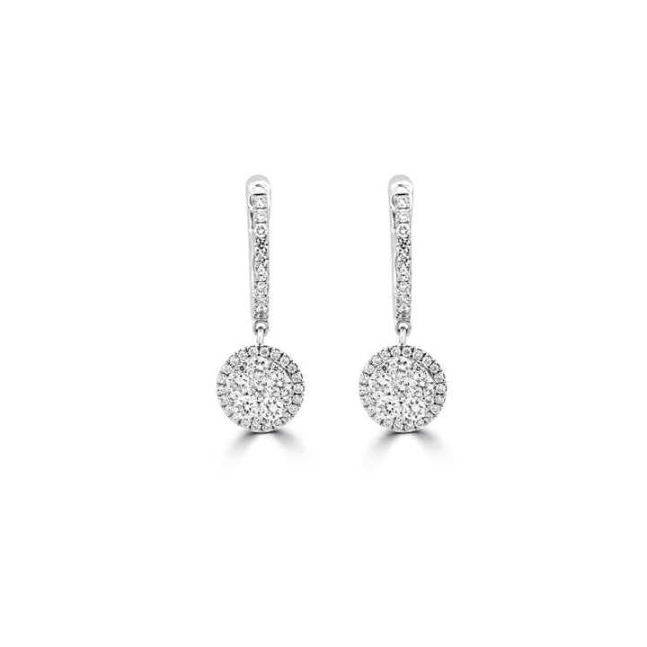 Invisible Round Halo Dangling Earrings - ZIZOV DIAMONDS