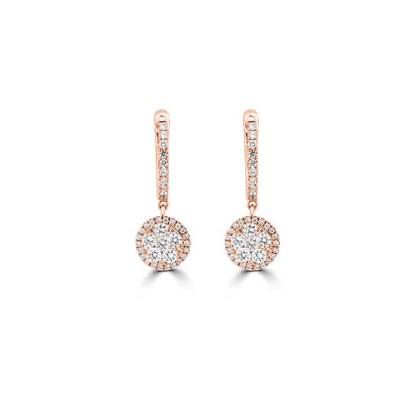 Invisible Round Halo Dangling Earrings - ZIZOV DIAMONDS