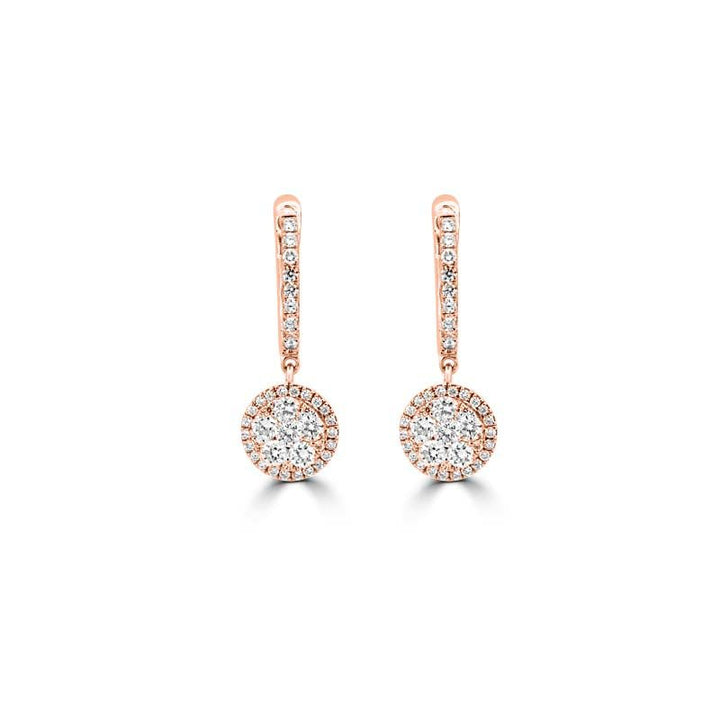 Invisible Round Halo Dangling Earrings - ZIZOV DIAMONDS