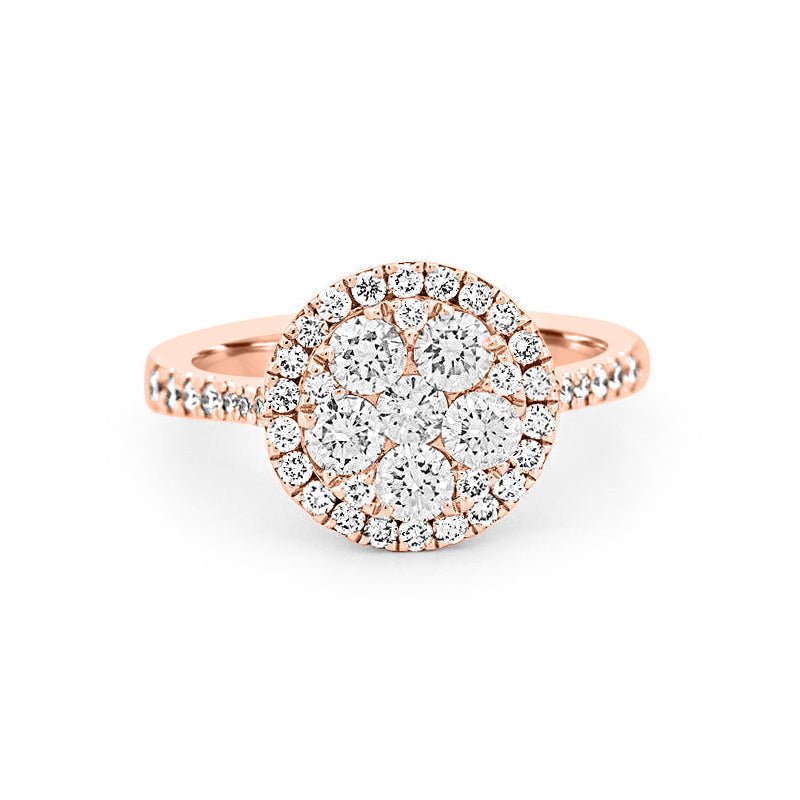 Invisible round halo diamond ring - ZIZOV DIAMONDS