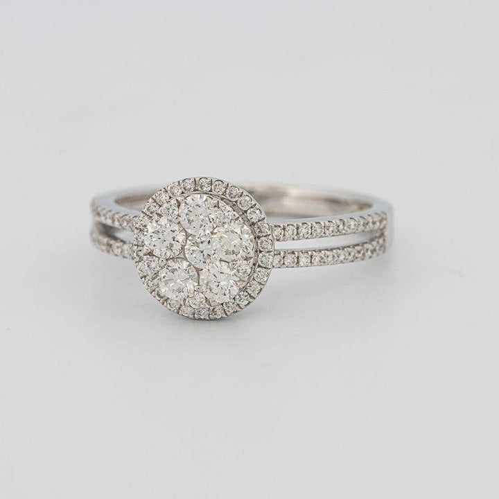 Invisible round halo diamond ring with split band - ZIZOV DIAMONDS