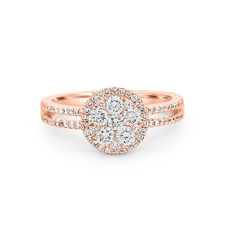 Invisible round halo diamond ring with split band - ZIZOV DIAMONDS