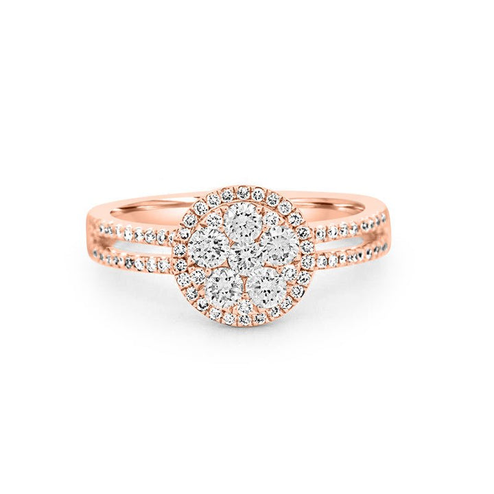 Invisible round halo diamond ring with split band - ZIZOV DIAMONDS