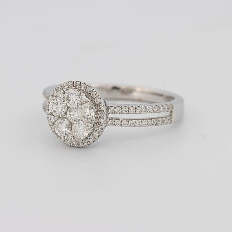 Invisible round halo diamond ring with split band - ZIZOV DIAMONDS