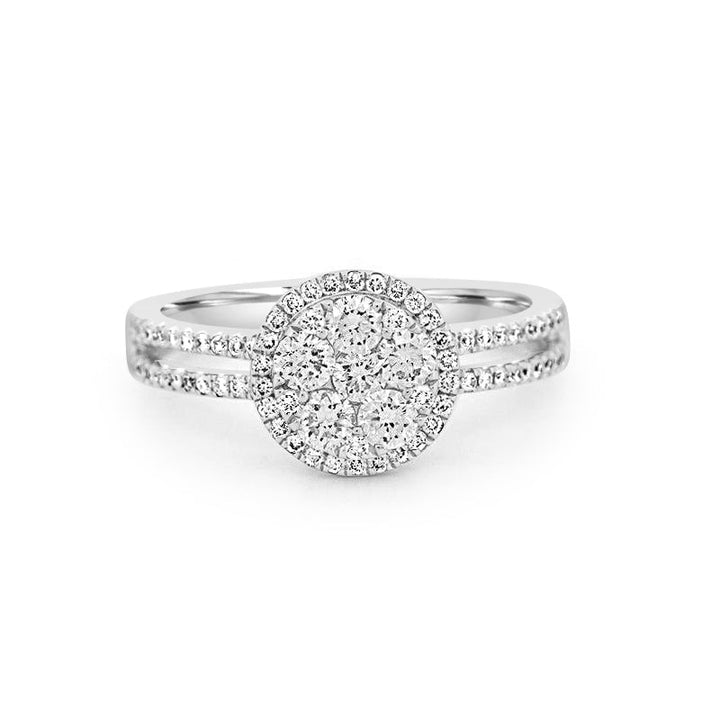 Invisible round halo diamond ring with split band - ZIZOV DIAMONDS