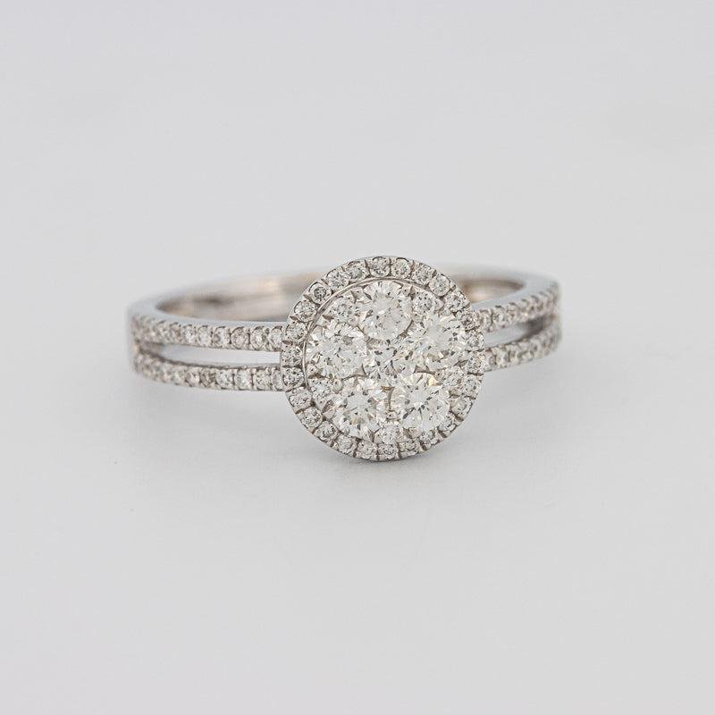 Invisible round halo diamond ring with split band - ZIZOV DIAMONDS