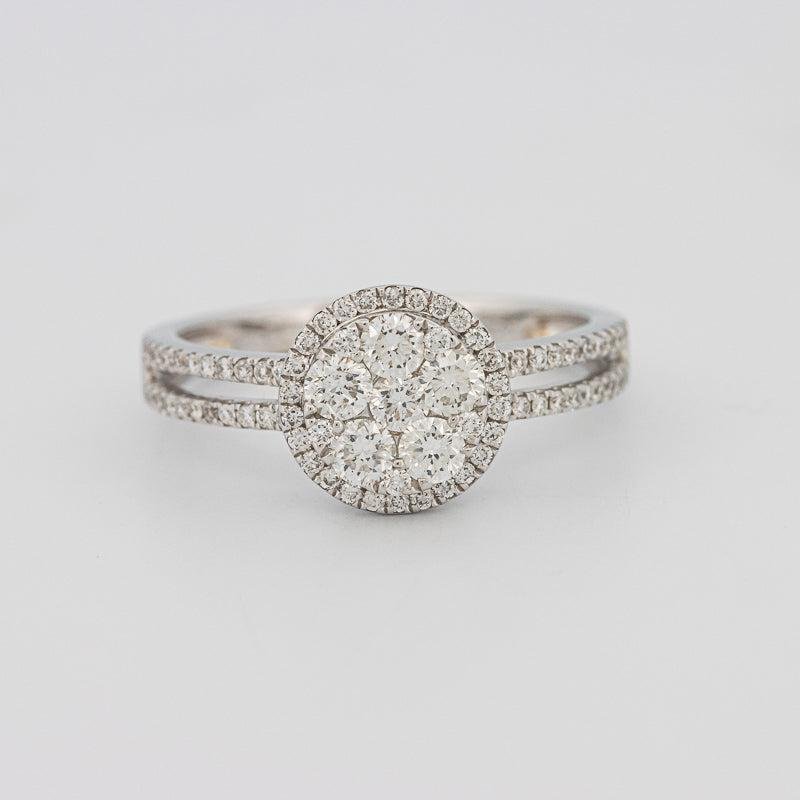 Invisible round halo diamond ring with split band - ZIZOV DIAMONDS