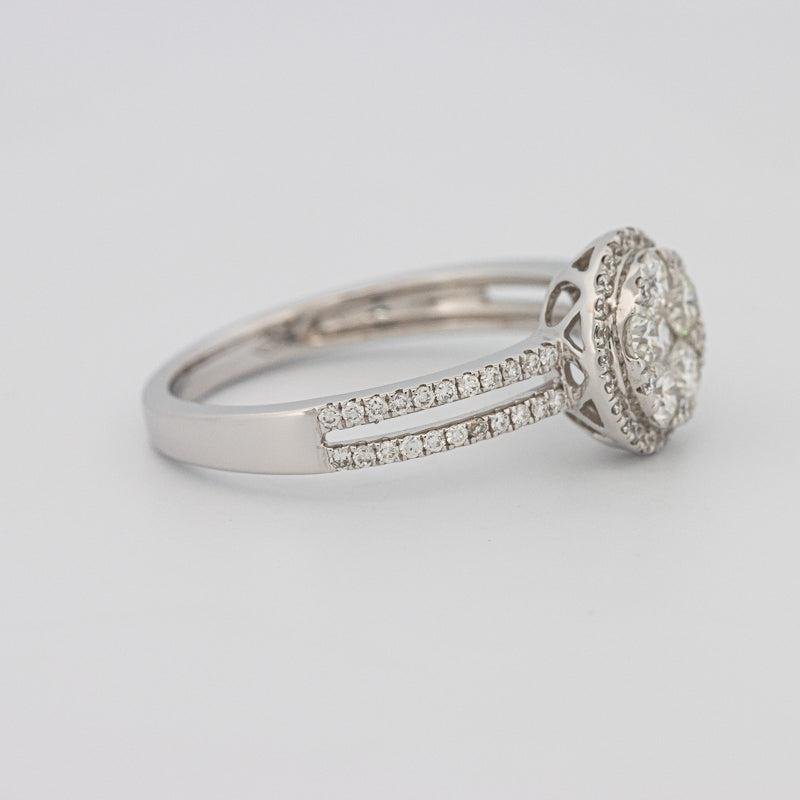 Invisible round halo diamond ring with split band - ZIZOV DIAMONDS