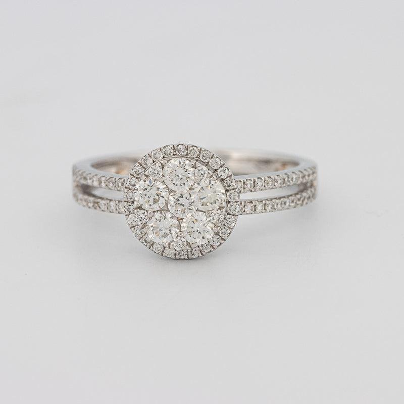 Invisible round halo diamond ring with split band - ZIZOV DIAMONDS