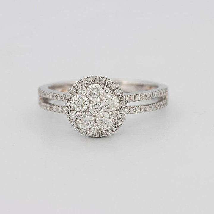 Invisible round halo diamond ring with split band - ZIZOV DIAMONDS