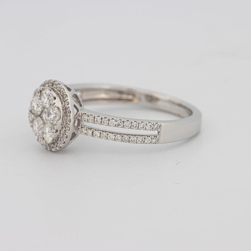 Invisible round halo diamond ring with split band - ZIZOV DIAMONDS