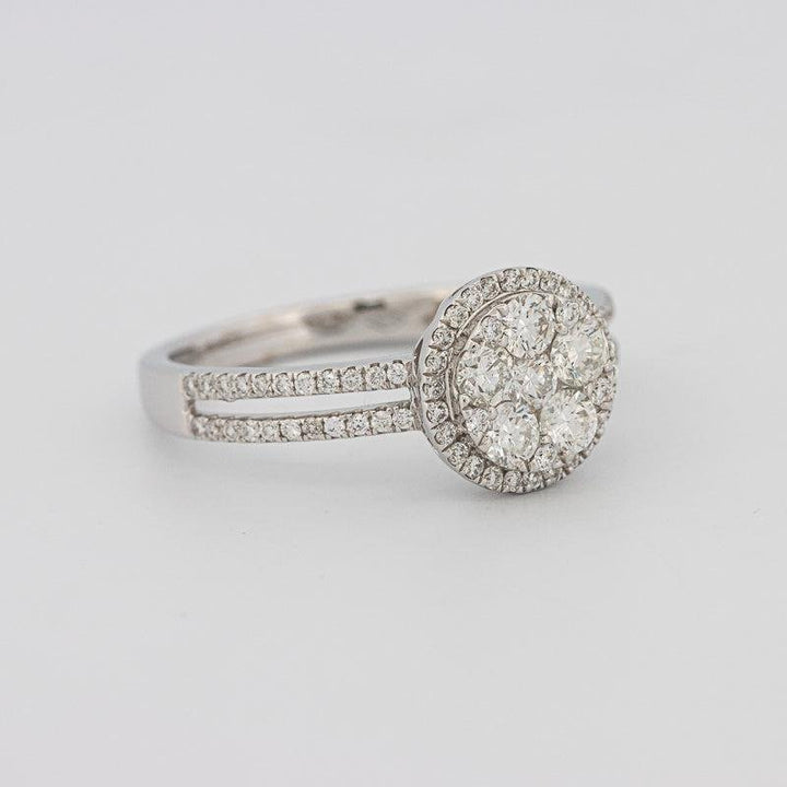 Invisible round halo diamond ring with split band - ZIZOV DIAMONDS