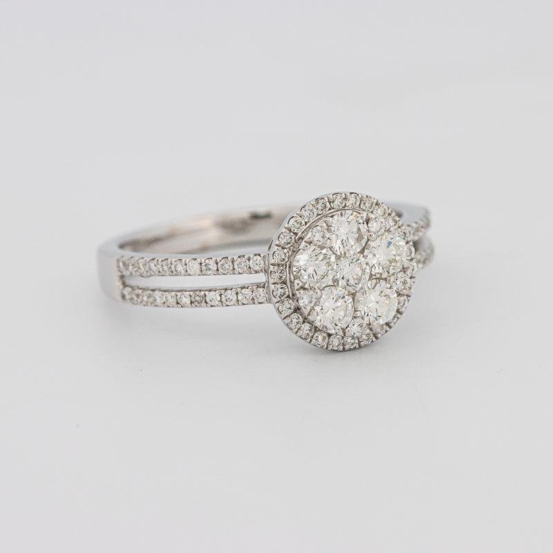 Invisible round halo diamond ring with split band - ZIZOV DIAMONDS