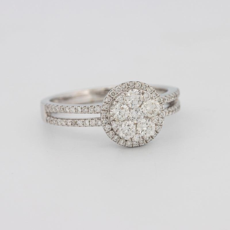 Invisible round halo diamond ring with split band - ZIZOV DIAMONDS
