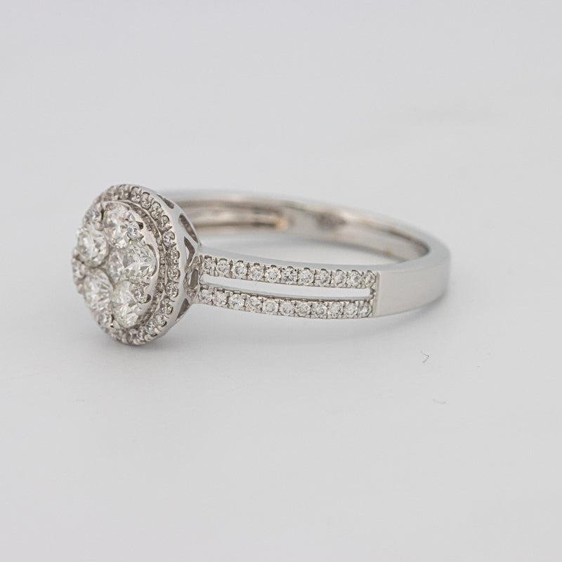 Invisible round halo diamond ring with split band - ZIZOV DIAMONDS