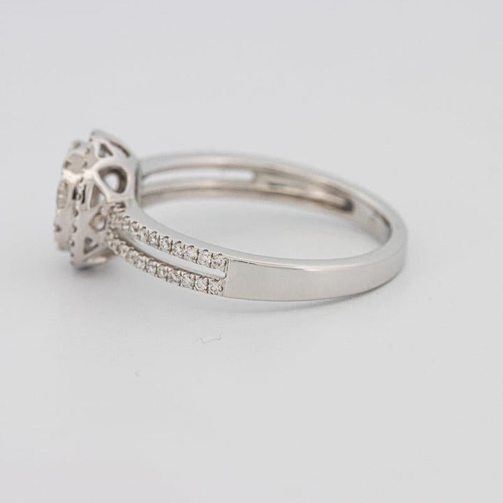 Invisible round halo diamond ring with split band - ZIZOV DIAMONDS