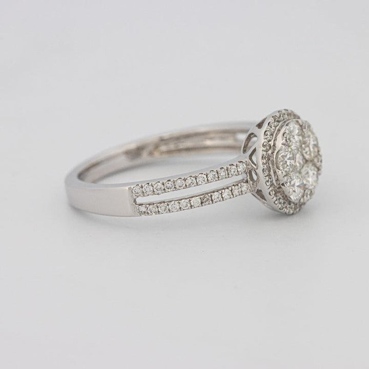 Invisible round halo diamond ring with split band - ZIZOV DIAMONDS