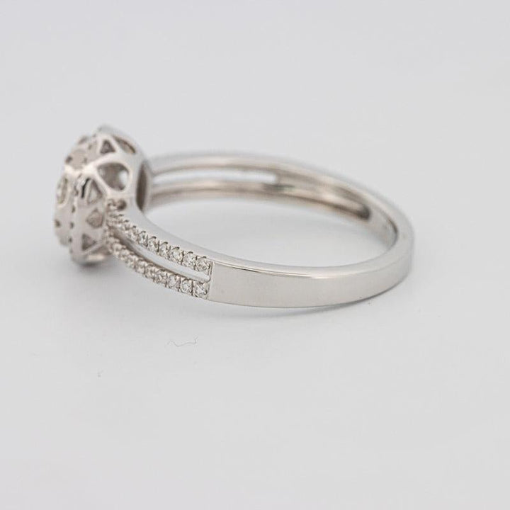 Invisible round halo diamond ring with split band - ZIZOV DIAMONDS