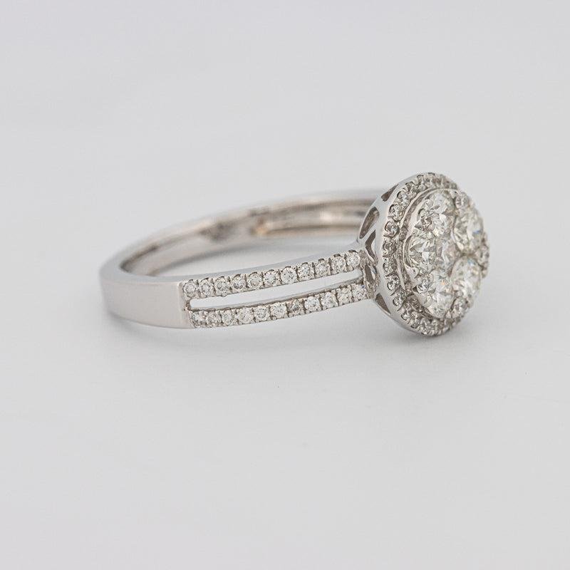 Invisible round halo diamond ring with split band - ZIZOV DIAMONDS