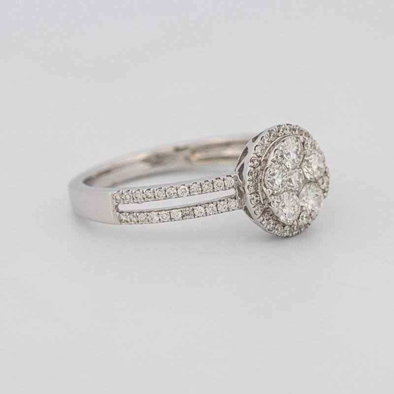 Invisible round halo diamond ring with split band - ZIZOV DIAMONDS