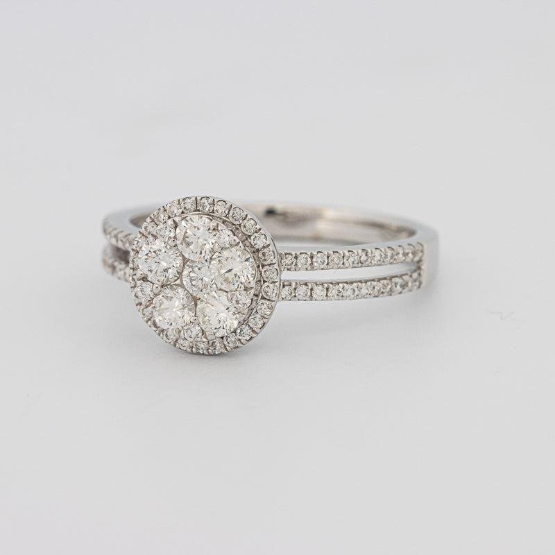 Invisible round halo diamond ring with split band - ZIZOV DIAMONDS