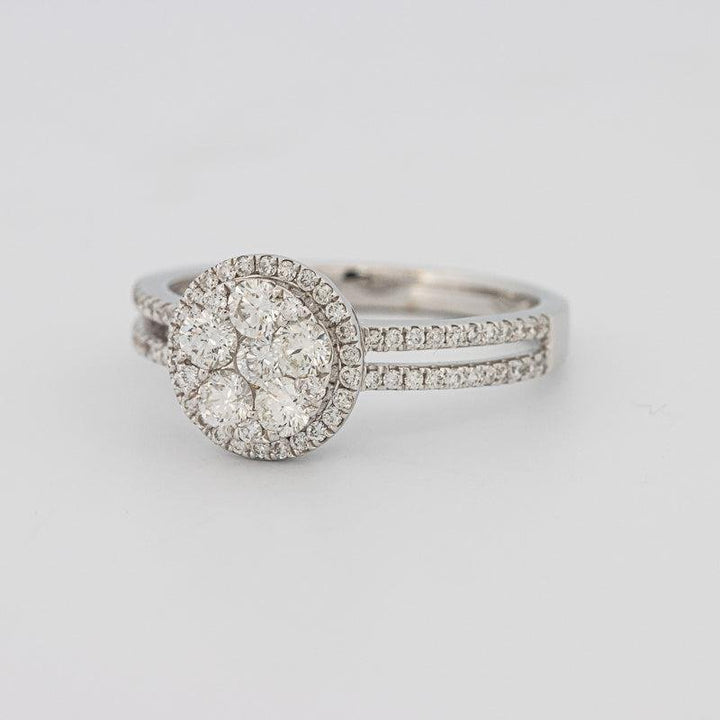 Invisible round halo diamond ring with split band - ZIZOV DIAMONDS