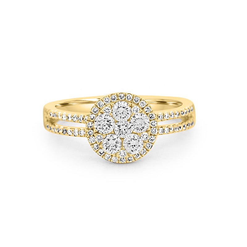Invisible round halo diamond ring with split band - ZIZOV DIAMONDS