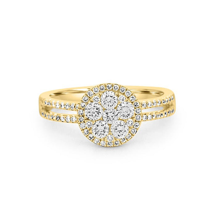 Invisible round halo diamond ring with split band - ZIZOV DIAMONDS